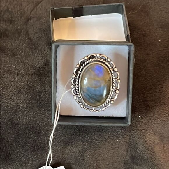 NWT GORGEOUS LABRADORITE 925 STERLING SILVER RING SZ 7 - Picture 9 of 11